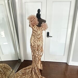 Elegant Gold Embellished Gown